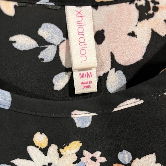 Xhilaration Black Floral Mini Dress Medium Cottagecore Coquette Romantic - Picture 3 of 8